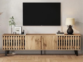 Szafka pod TV 180x40x55 cm - z 4 drzwiami - Styl skandynawski - Naturalny