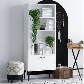 Nowoczesny regał na książki – 60 x 175 x 30 cm – Biały – Płyta wiórowa pokryta melaminą