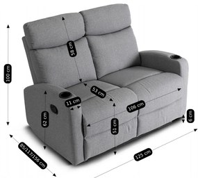 Sofa Rozkładana Dwuosobowa ALAN 2 Szara Nowoczesna do Salonu