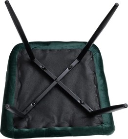 Ciemnozielone krzesło do jadalni MARLEN VELVET z czarnymi nogami