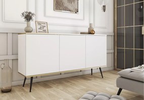 Nowoczesna komoda Melvo z półkami, metalowe nogi, push-to-open, pojemna szafka do salonu i sypialni