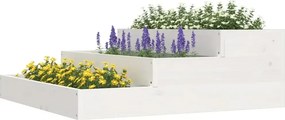 Biała drewniana schodkowa donica ogrodowa N6-F82