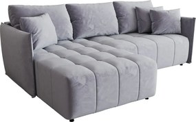 Błękitna welurowa sofa w kształcie litery L M7-M49