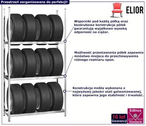 Komplet 3 metalowych regałów na opony - Ifexo 8X