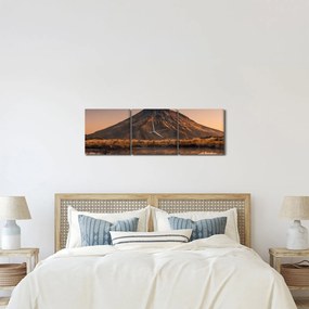 Obraz odbicia góry Taranaki, Nowa Zelandia (z zegarem) (90x30 cm)