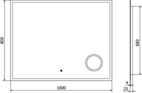 Mexen Kala lustro łazienkowe podświetlane z lusterkiem kosmetycznym 100 x 80 cm, LED 6000K, antypara - 9820-100-080-611-00