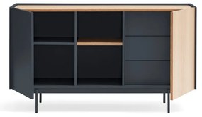 Antracytowo-naturalna niska komoda w dekorze dębu 130x78 cm Otto – Teulat