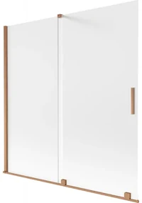 Mexen Velar parawan nawannowy 2-skrzydłowy rozsuwany 160 x 150 cm, szron, miedź szczotkowana - 896-160-000-31-65