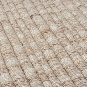Beżowy dywan z mieszanki wełny tkany ręcznie 120x170 cm Rene Fringed Ribbed – Flair Rugs