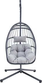 Autronic Fotel wiszący, metal, polyratan, szary, AZ-V 1269GREY