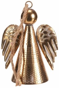 Zawieszka metalowa ozdoba świąteczna Anioł dzwonek24 cm, złota