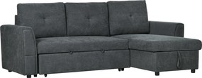 HOMCOM Sofa trzyosobowa z funkcją spania, sofa z chaiselongiem, tapicerowana sofa, ciemnoszara