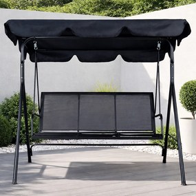 Huśtawka ogrodowa Toreno z daszkiem regulowanym, siatka tekstylna czarna
