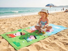 Ręcznik plażowy dziecięcy PEPPA PIG 70x140 cm kolorowy, 100% bawełniany welur