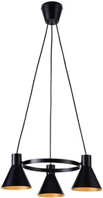 Czarna matowa potrójna lampa wisząca do loftu - 11X K106 N0-H18