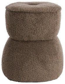 Brązowy puf z materiału bouclé Leyla – Light &amp; Living