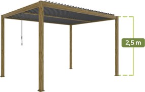 PERGOLA LUXE 4X4X2.5M Z OŚWIETLENIEM LED KOLOR DREWNA