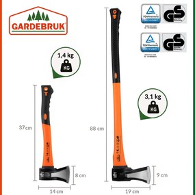 Zestaw siekier TOMS, siekiera i rozłupywacz, 2 sztuki, czarna/pomarańczowa Gardebruk