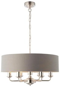 Endon 94373 - Żyrandol na łańcuchu HIGHCLERE 6xE14/40W/230V szary/chrom błyszczący