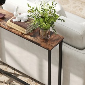 HOMCOM Smukły Stolik Konsola z Ładownicą, Styl Industrialny, Stelaż ze Stali, Brązowy