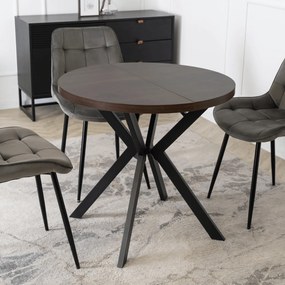 Stół Okrągły Rozkładany DORIAN 80-160 cm Orzech/Czarny Nowoczesny Loft