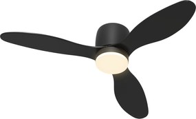 HOMCOM Sufitowy Wentylator z Lampą i Pilotem, 3 Kolory Światła, 6 Prędkości, Regulowana Jasność, Czarny