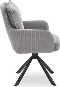 Krzesło Tapicerowane Obrotowe do Salonu CITY Szare Sztruksowe Loft
