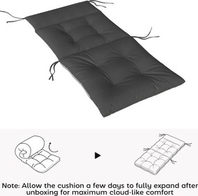 Outsunny 4-częściowy zestaw poduszek wodoodporny, antypoślizgowy, z paskami, na taras i ogród, 111,5 x 53 x 8 cm, ciemnoszary | Aosom PL