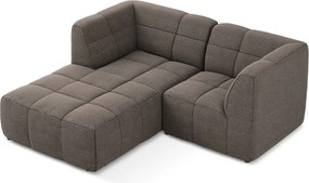 Brązowy narożnik z materiału bouclé (lewostronny/z szezlongiem) Aloha – Makamii