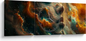 Obraz - Twarz w kosmosie (z zegarem) (90x30 cm)