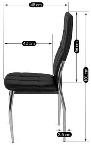 Krzesło Tapicerowane do Jadalni MOLLY Czarne Ekoskóra Nowoczesne
