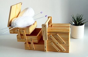 Drewniana niciarka – klasyczna niciarka z 5 przegródkami