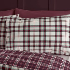 Bordowa pościel dwuosobowa 230x220 cm Kelso Check – Catherine Lansfield
