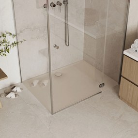 Brodzik z konglomeratu prostokątny RONA | Różne rozmiary | Różne kolory : Kolor - Beżowy mat, Rozmiar - 140 x 80 cm