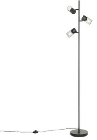 Industrialna lampa stojąca czarna 3-światłowa - Jim