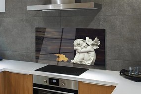 Szklany Panel Śpiący Aniołek na Drewnie