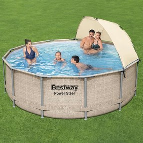 Basen stelażowy z baldachimem Power Steel 396 x 107 cm 11133 l BESTWAY