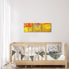 Obraz abstrakcji - malarstwo (z zegarem) (90x30 cm)