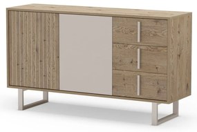 Szara niska komoda w dekorze dębu 140x80 cm Millay – Marckeric