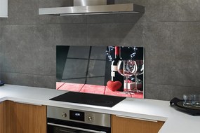 Szklany Panel Serce, Kieliszek Wina i Lampki