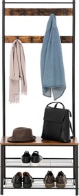 Metalowa ścianka do przedpokoju TAYLOR 72x175 cm, czarna/rustykalny brąz