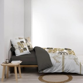 Biało-brązowa bawełniana pościel dwuosobowa 240x220 cm Utopia – douceur d'intérieur