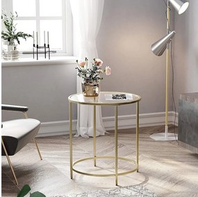 Stolik kawowy Valora GLASS TABLE ze złotym, żelaznym, szklanym blatem do salonu