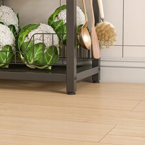 Kuchenne regały w stylu industrialnym retro 80x95x35 cm – ciemnobrązowe, metalowa rama