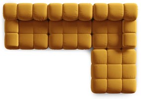 Żółty aksamitny narożnik Bellis – Micadoni Home