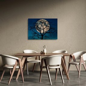 Obraz na szkle drzewa z pełnią księżyca (70x50 cm)