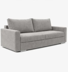 Sofa z Funkcją Spania DRAVOS Szara Sztruksowa Japandi
