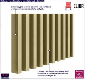 Lamele ścienne 15 szt. złoty połysk R7-H37