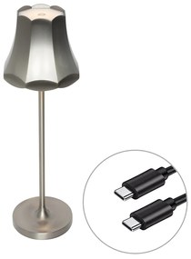 Zewnetrzna Lampa stołowa Retro, stalowo-szara, ładowalna, IP44 - Granny Retro Oswietlenie zewnetrzne