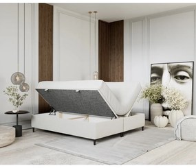 Kremowe tapicerowane łóżko dwuosobowe ze schowkiem 140x200 cm Tate – Maison de Rêve